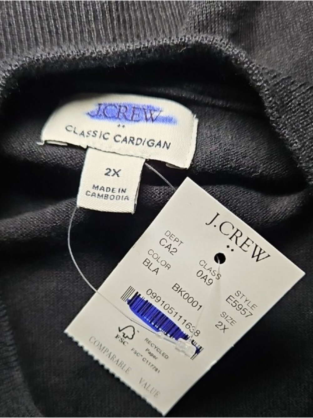 J. Crew Classic Black Button-Up Knit Cardigan New 2X Women's Preppy Careerwear - Picture 5 of 8